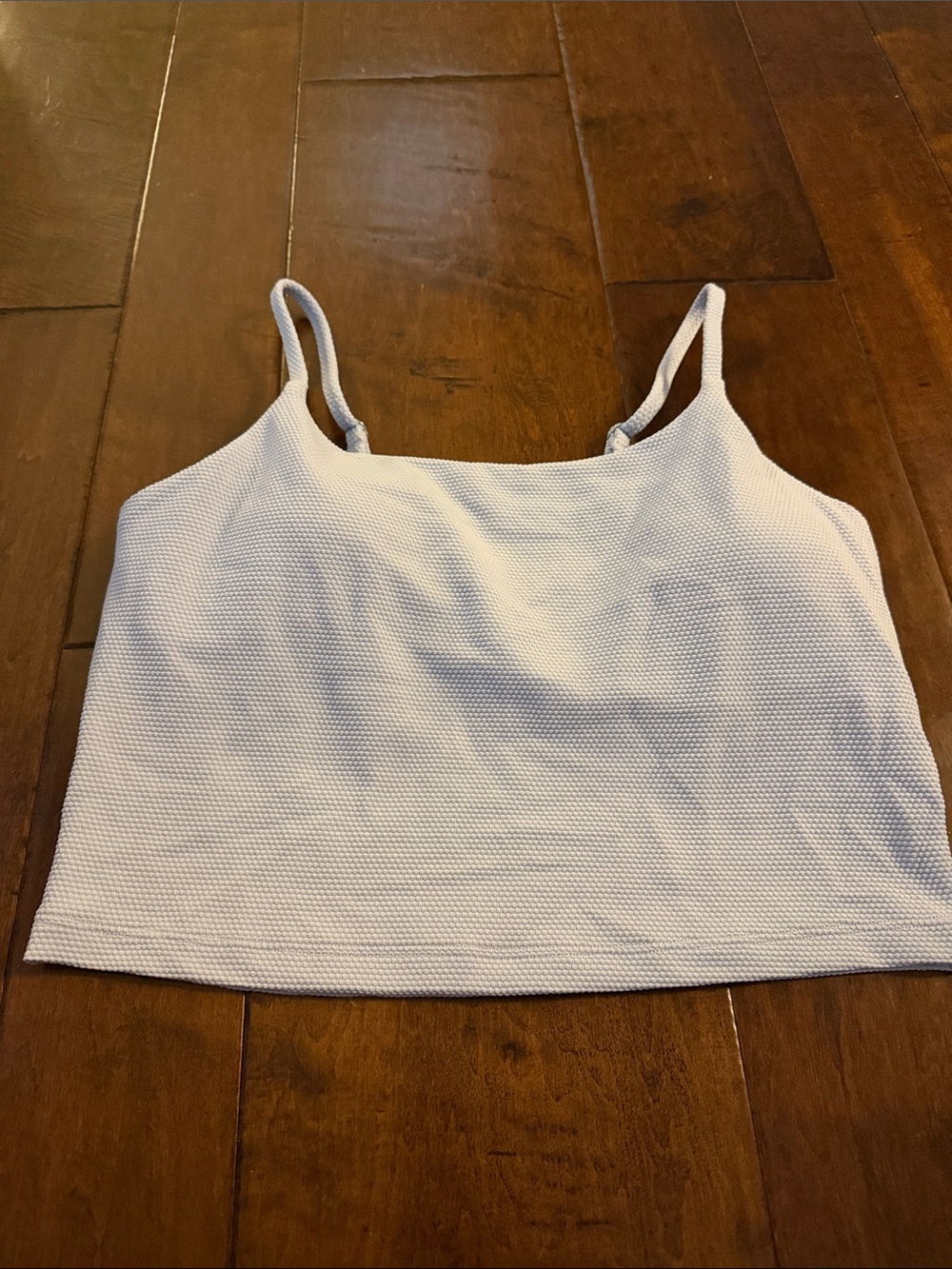 Athleta Light Blue Pique Textured Cropped Tankini Top